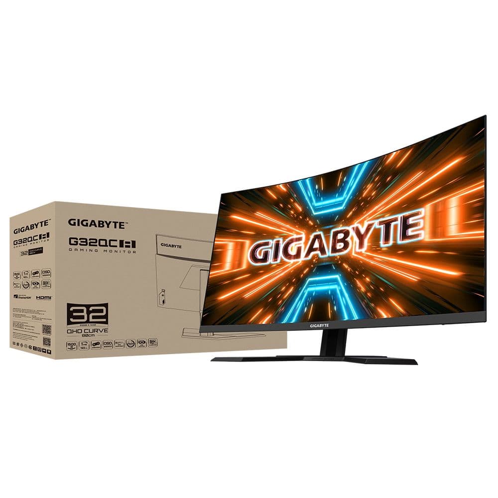Монитор Gigabyte 31.5" G32QC A-EK Gaming monitor Black (VA, 2560x1440, HDMI+HDMI+DP, 1 ms, 178°/178°, 350 cd/m, 3000:1, 2xUSB3.0, 165Hz, Curved (20VM0-GG32QCABA-1EKR)