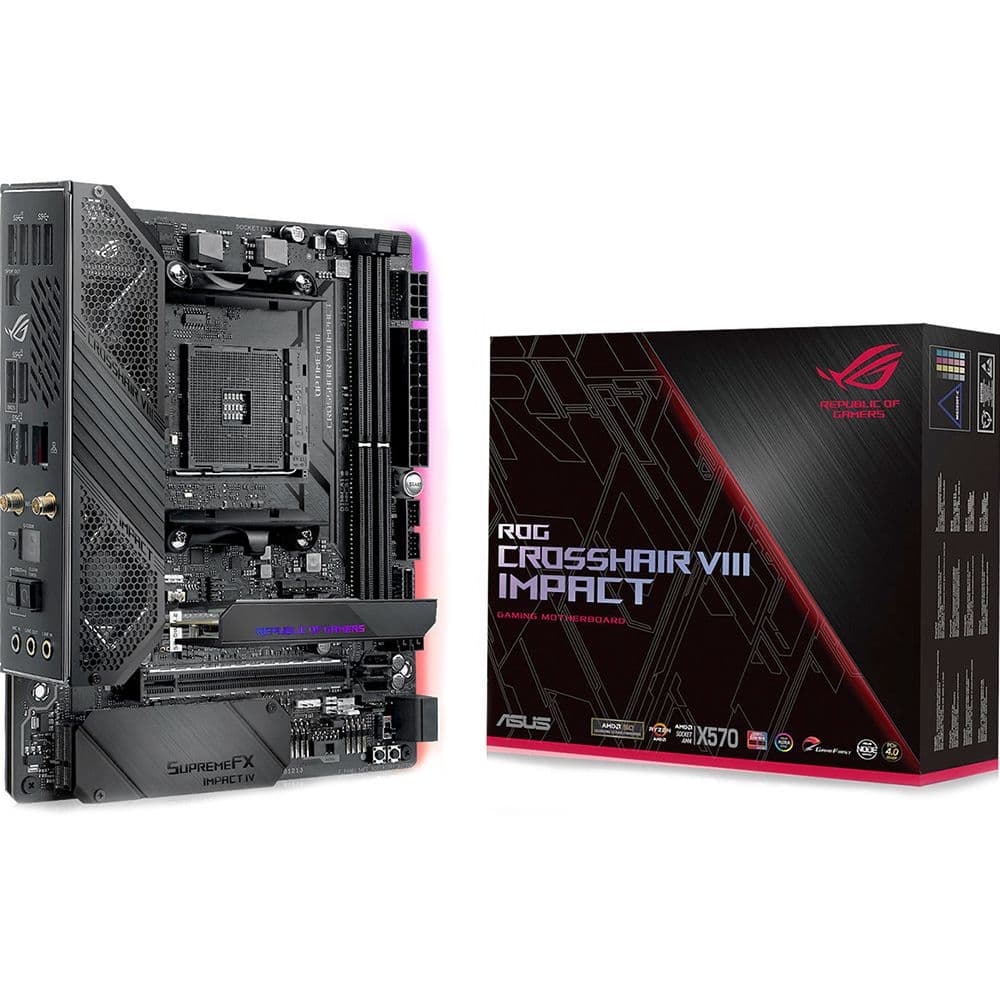 Материнская плата ASUS ROG CROSSHAIR VIII IMPACT X570 AM4 mini-DTX 2xDDR4 PCIEx16 2xM.2 USB-C GLAN Wi-Fi 6