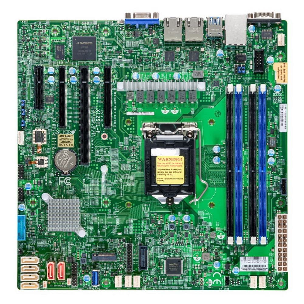 Материнская плата SuperMicro MBD-X12STL-F-B Intel® Xeon® E-2300 Processor, 10th Generation Intel® Pentium® Processor, Single Socket LGA-1200 (Socket H5) supported,CPU supports Up to 95W TDP,Intel® C252,Up to 128GB Unbuffered ECC UDIMM,DDR4-3200MHz, in 4 DIMM slots (incl. 1x I/O Shield MCP-260-00042-0N, 2x CBL-0044L), Series MBD-X12ST