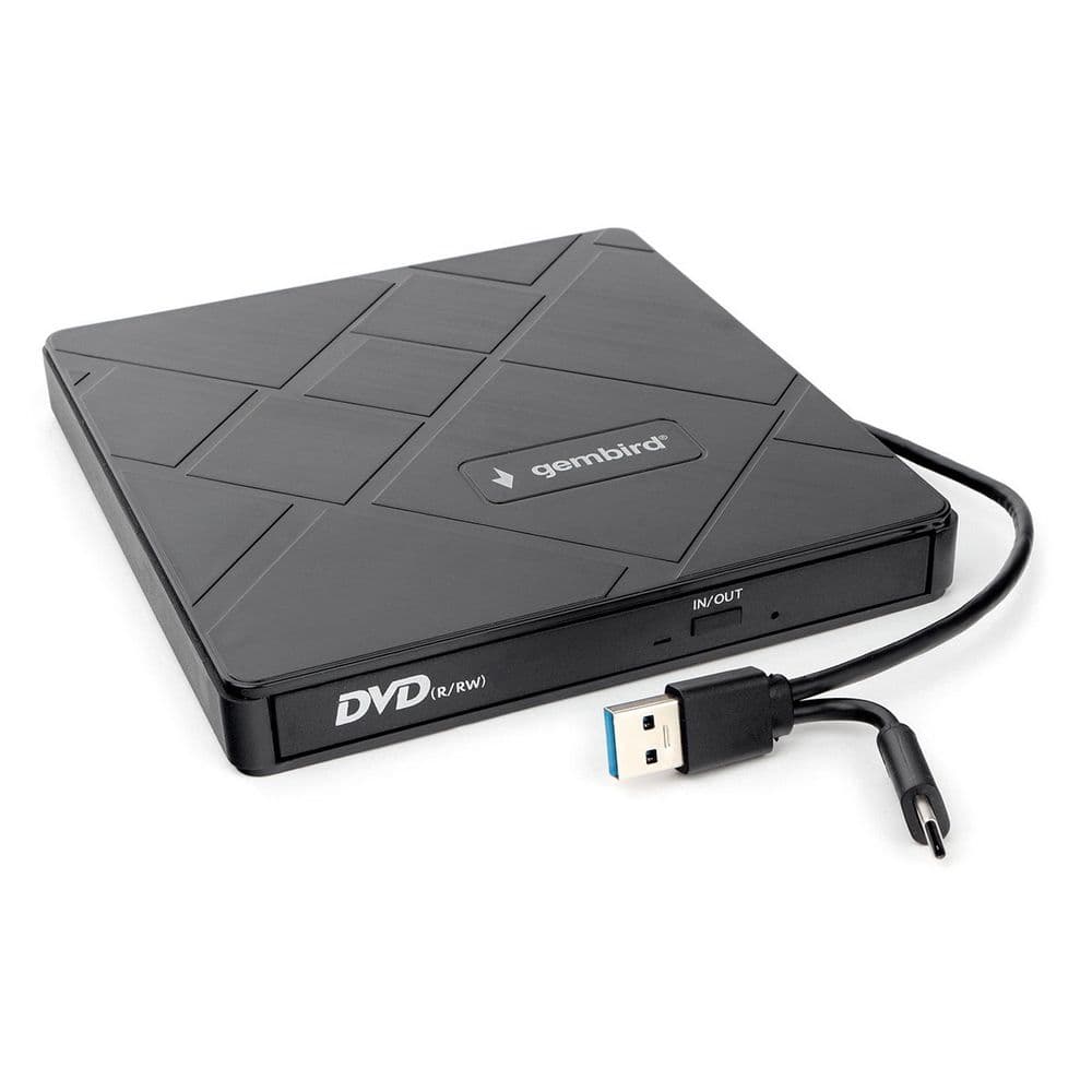 Оптический привод внешний со встроенным кардридером и хабом Gembird DVD-USB-04 пластик, черный