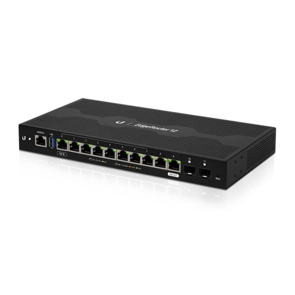 Маршрутизатор Ubiquiti EdgeRouter 12 |ER-12| Ubiquiti маршрутизатор 4 ядра (1 ГГц), 10х 1G RJ45, 2х SFP, раздача PoE, |ER-12|