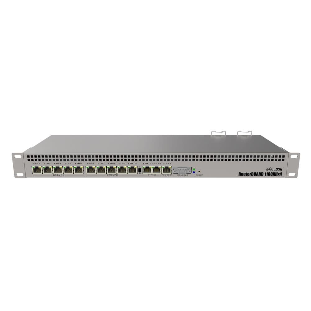 Маршрутизатор MIKROTIK RB1100AHx4 1100x4 with Annapurna Alpine AL21400 Cortex A15 CPU (4-cores, 1.4GHz per core), 1GB RAM, 13xGbit LAN,RouterOS L6, 1U rackmount case, Dual PSU