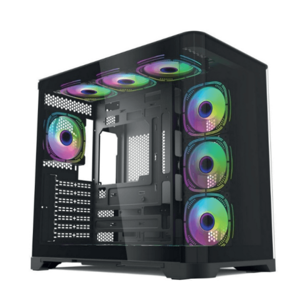 Корпус для ПК Forza Forza FZ-G42B Seaview TG ATX Case, black, w/o psu, Curved Tempered glass front panel, 1x3,5", 3x2,5