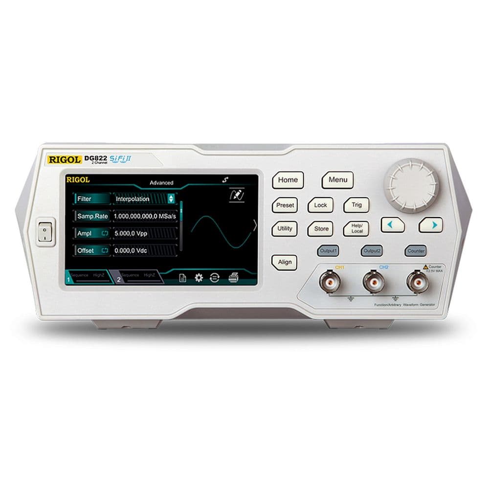 Генераторы сигналов Rigol 25MHz 2 channel,125MSa/s sample rates,16bit resolution,2Mpt memory depth,7digits/s counter