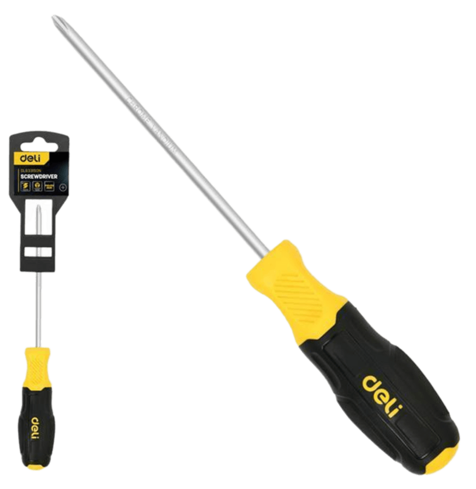 Крестовая отвертка Deli DL633150N PH0x150мм сталь Cr-V, двухкомпонентная прорезиненная рукоять