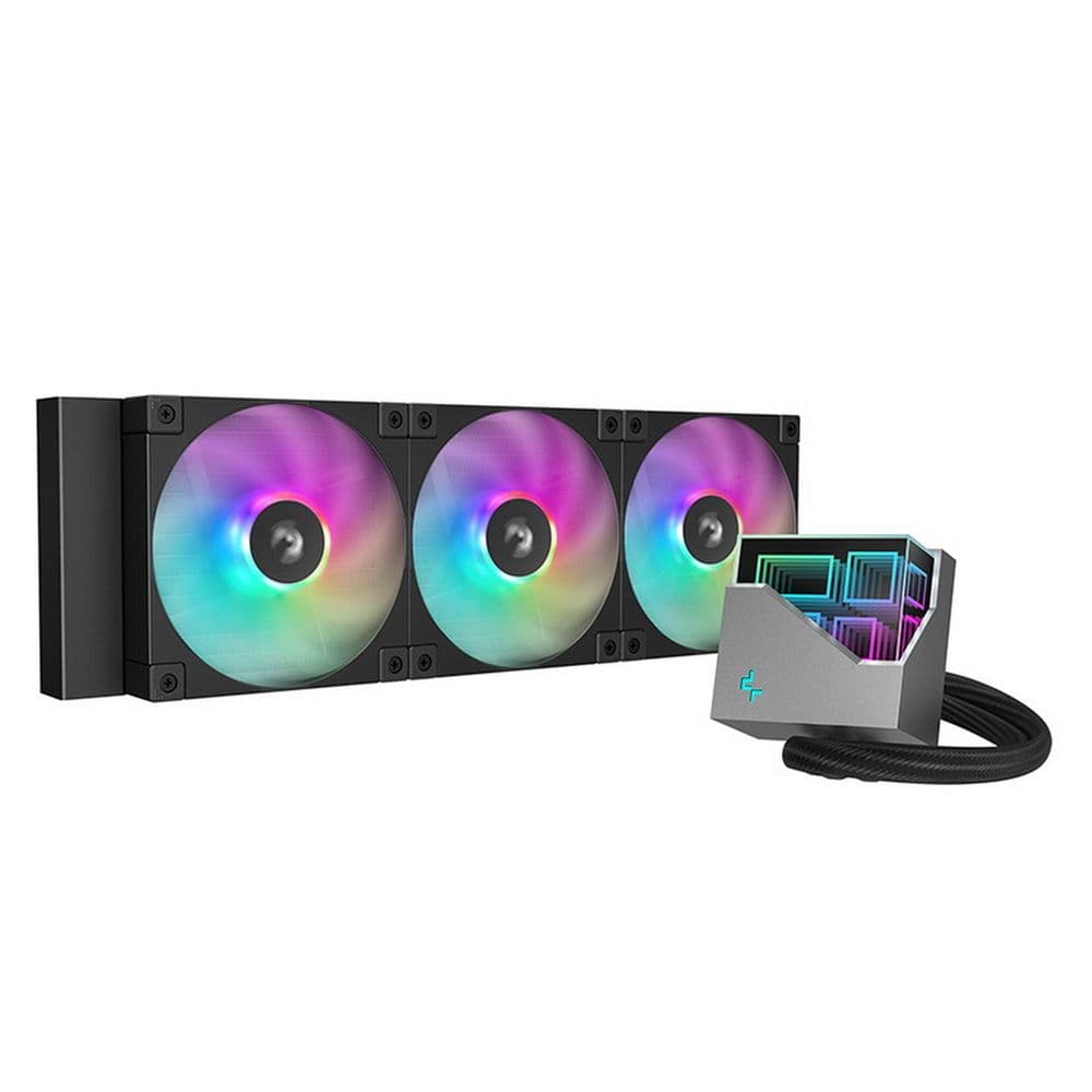 R-LT360-BKAMNC-G-1 - Кулер с водяным охлаждением, Deepcool, LT360 ARGB R-LT360-BKAMNC-G-1, Intel 1700/1200/115х и AMD AM5/AM4/, TDP 300W, 3*120мм FD12 ARGB, 600-2400RPM±10%, 85,85CFM, 38,71 dB(A), Чёрный
