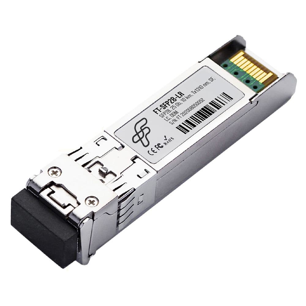 Волоконно-оптический приемопередатчик Fibertrade FT-SFP28-LR Трансивер 25G, SFP28, LC SMF 10km, 1310nm DFB laser, (прошивка Intel), OEM, Fibertrade