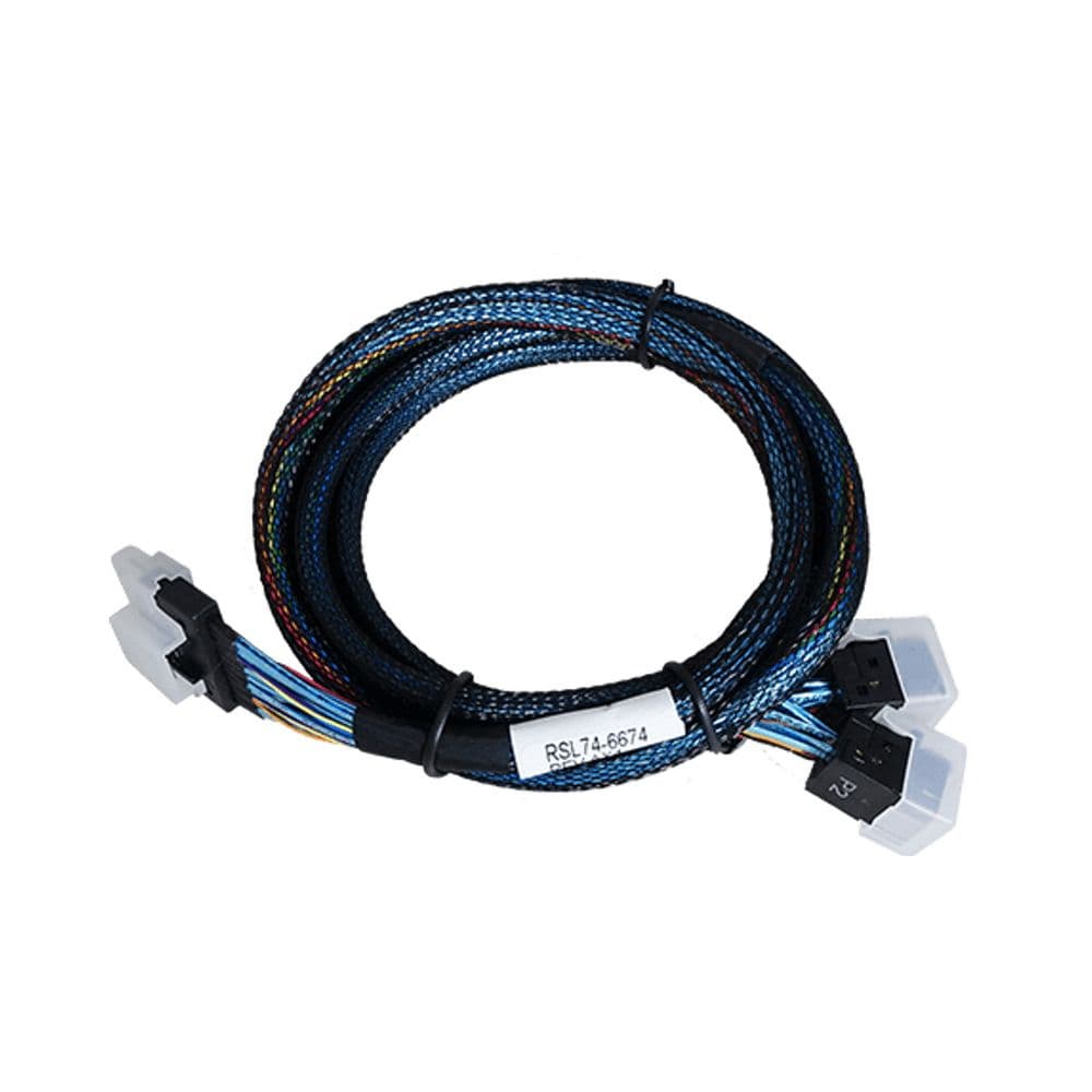 Кабель Amphenol RSL74-6674 Slimline SASx8 (SFF8654) -to- 2 HDmSAS x4 (SFF8643 SAS Connections), 1M, (аналог Broadcom 05-60003-00)