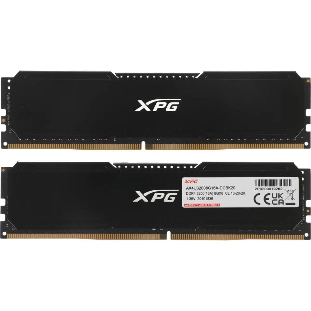 Модуль памяти ADATA OEM 16GB DDR4 3200 DIMM GAMMIX D20 Black Gaming Memory AX4U32008G16A-DCBK20 Non-ECC,CL16,1.35V Kit (2x8GB), RTL