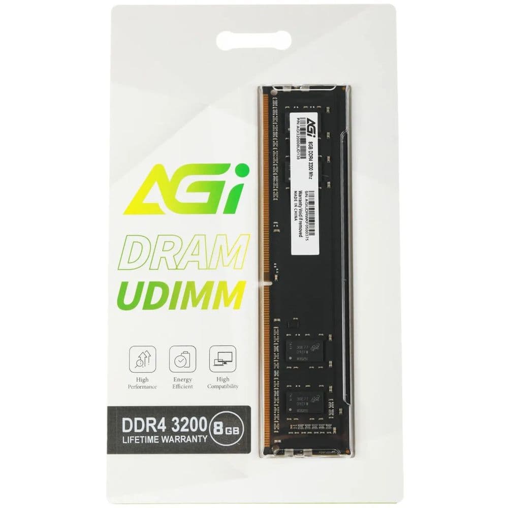 Оперативная память AGI Premier, DDR4, 8GB (1x8GB), 3200 MHz, CL22, без радиатора