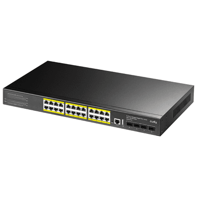 Коммутатор CUDY 24-Port Layer 3 Managed Gigabit PoE+ Switch with 4 10G SFP Slots 400W Layer 3 Managed 24 Ports 10/100/1000M PoE Switch, 24 Gigabit Ethernet ports + 4 10 Gigabit uplink SFP+ optical ports + 1 USB serial port + 1 console port, 1-24 ports conform to IEEE 802.3af/at, 400W PoE budget, backplane bandwidth 128Gbps, L3+ Layer 3 ne