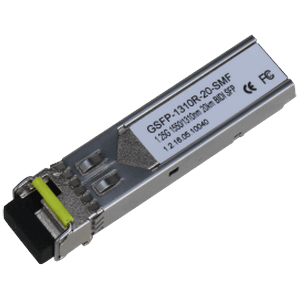 SFP-модуль, Разъем: LC; скорость передачи: до 1.25Гбит/с; длина кабеля: до 20км (одномодовое оптоволокно); длина волны (Tx/Rx): 1310нм/1550нм