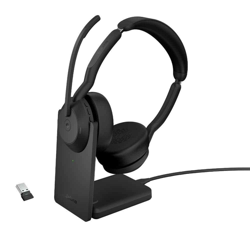 Наушники с микрофоном Jabra Evolve2 55 Link380а MS Stereo Stand черный накладные BT оголовье (25599-999-989)