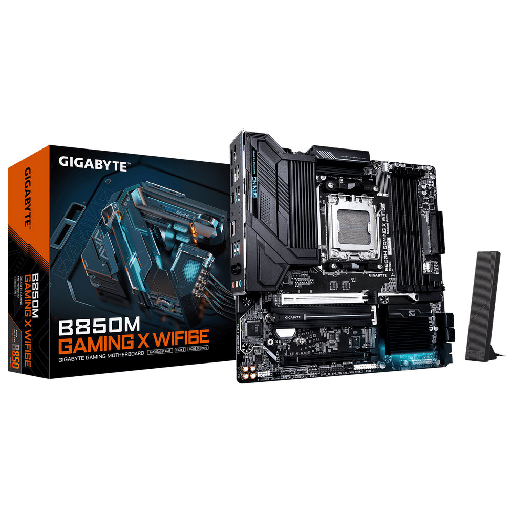 Материнская плата Gigabyte Bad Pack B850M GAMING X WIFI6E, Socket AM5, AMD B850, 4xDDR5-5200, HDMI+DP+DP, 2xPCI-Ex16, 4xSATA3(RAID 0/1/10), 2xM.2, 8 Ch Audio, 1x2,5GLan, WiFi, (4+4)xUSB2.0, (3+4)xUSB3.2, (1+1)xUSB Type-C™, 1xPS/2, mATX, RTL bp