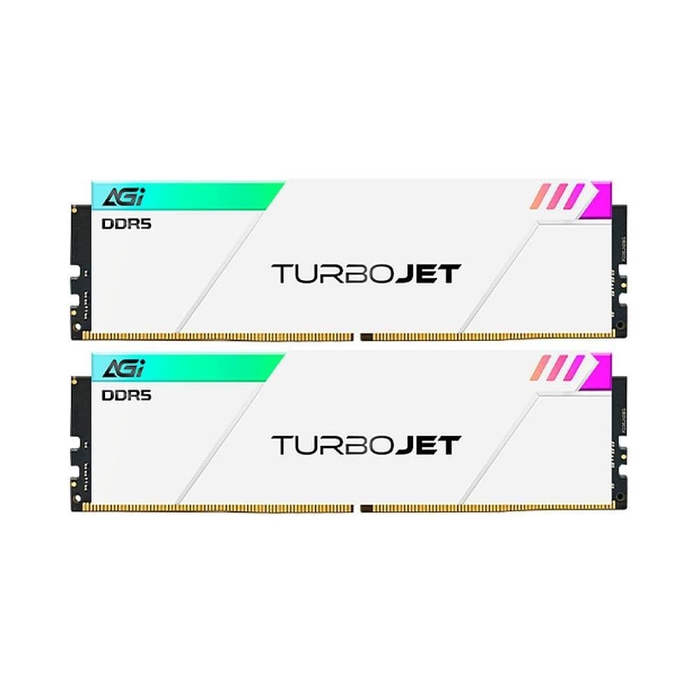 Оперативная память AGI DDR5 6400MHz CL36 32Gb Kit (16Gbx2) OC UDIMM +White HEAT SINK –Turbojet+RGb lightbar -Color box