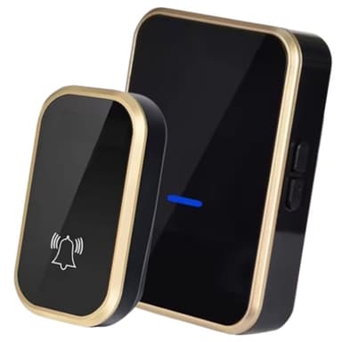 Звонок дверной кинетический SmartiNext , черно-золотистый SN-T193-BG не требует батарейки в кнопке, В комплекте: 1 внешняя кнопка и 1 внутренний блок, Радиус действия : до 150 м, Световая индикация: да, Регулировка громкости: Да, Колличество мелодий: 52,