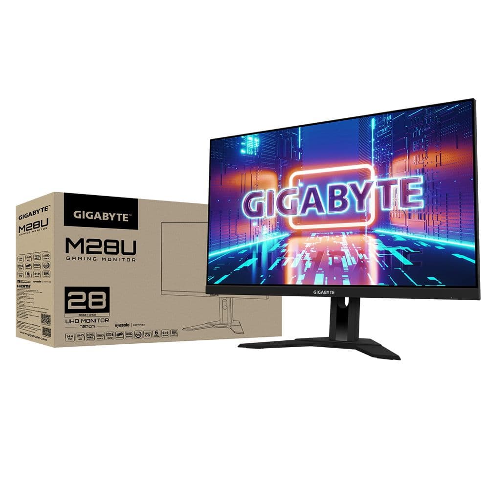 Монитор Gigabyte 28" M28U-EK Gaming monitor Black (IPS, 3840x2160, HDMI+HDMI+DP, 2,26 ms, 178°/178°, 300 cd/m, 1000:1, 2xUSB3.0, USB Type-C, 144Hz, MM) (20VM0-M28UBA-1EKR)