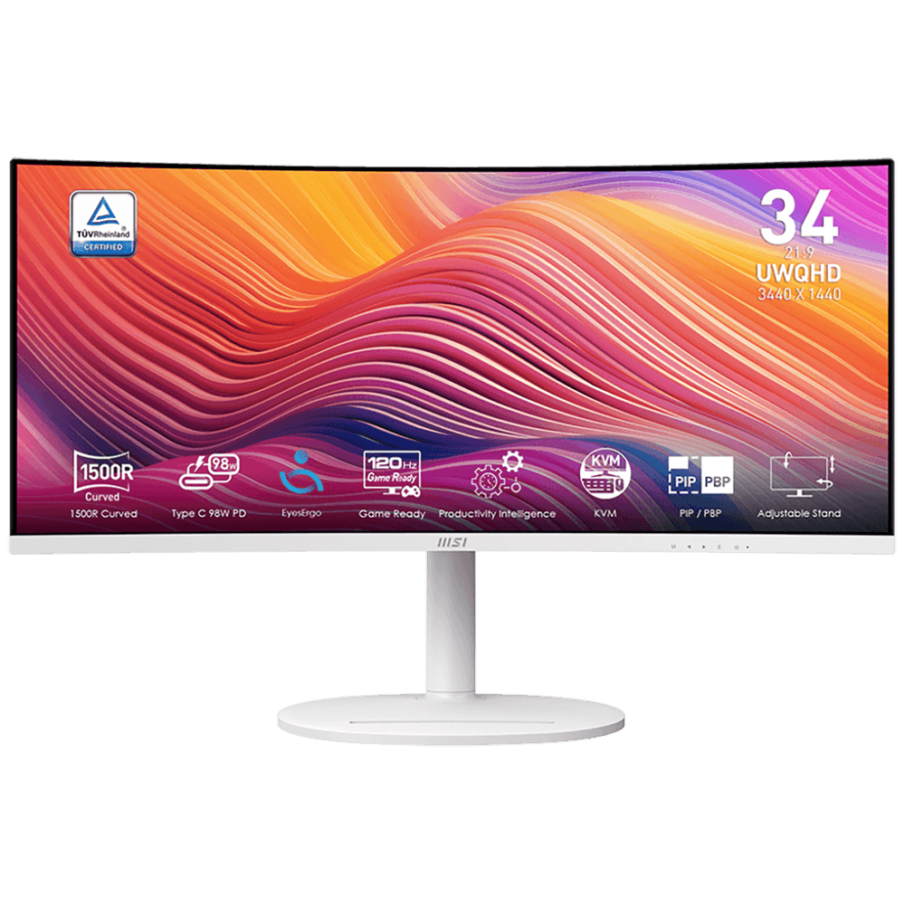 Монитор Bad Pack 34" MSI Modern MD342CQPW White (VA, 3440x1440, HDMI+HDMI+DP+Type C, 4 ms, 178°/178°, 300 cd/m, 3500:1 (100M:1), 120Hz, Spk, Curved 1500R) bp