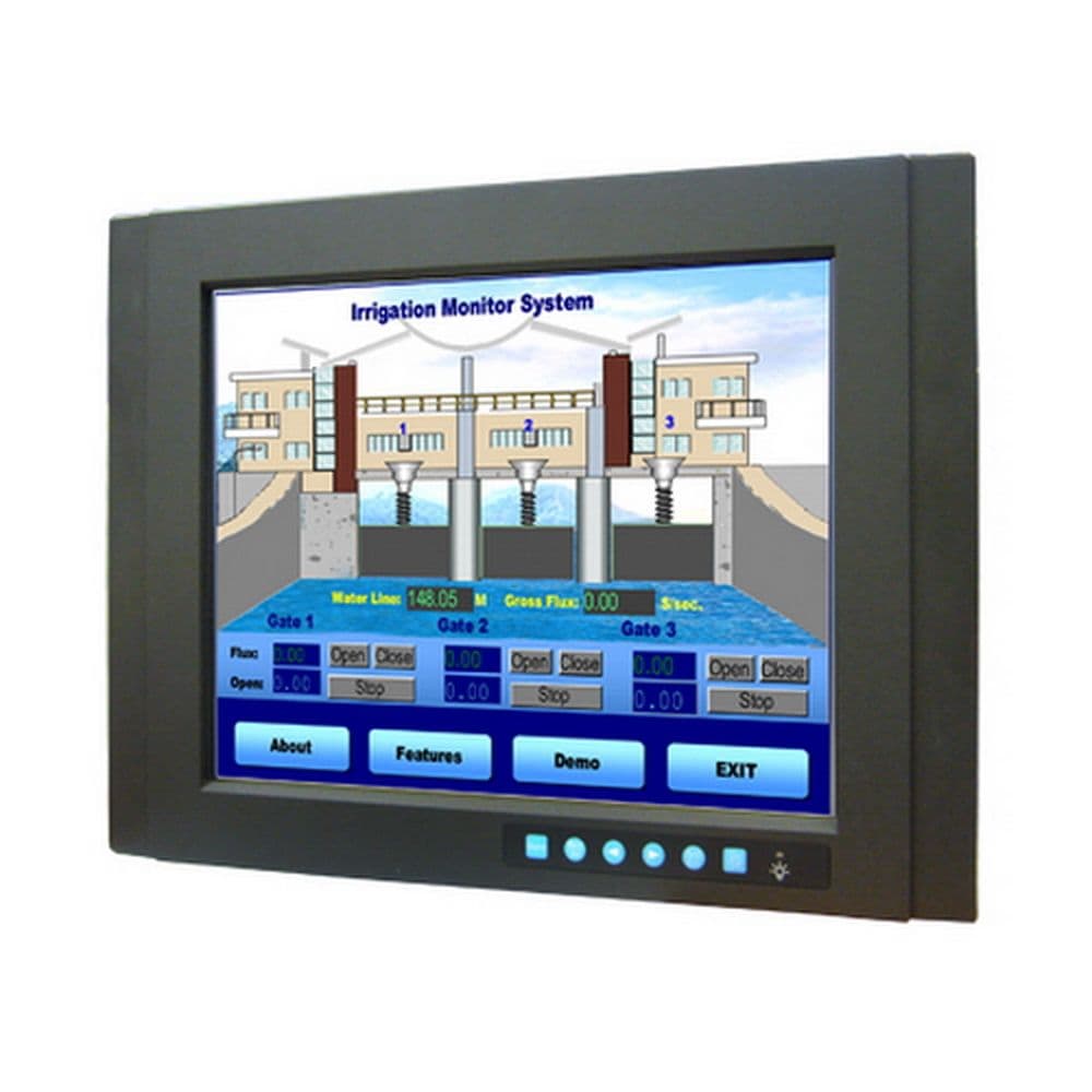 FPM-3151G-R3BE 15" Промышленная мониторная панель XGA with Resistive Touchscreen, Direct-VGA, DVI Ports, and" Wide Operating Temperature, Input: 1xVGA, 1xDVI-D, 1xUSB, 1xRS232, 12V/24V DC Jack