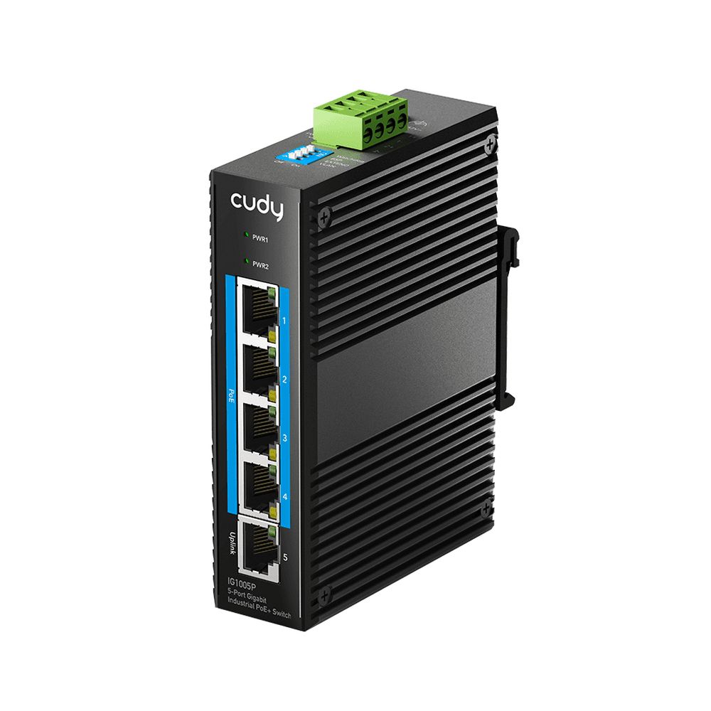 Промышленный коммутатор/ 5-Port Aluminum Industrial PoE+ Switch, 1000Mbps 5-Port RJ45, 802.3at/af, Din-rail design, Power supply:DC 9.6~57V work temperature:-40 °C-75°C, Power Adapter Not Included