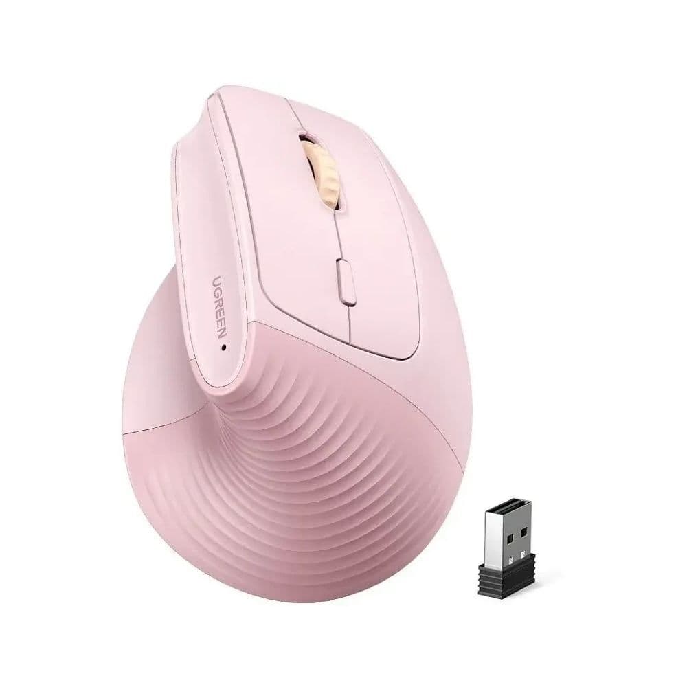 Беспроводная вертикальная мышка UGREEN M571P (65666) Wireless Vertical Mouse 2.4GHz & Bluetooth. Цвет: розовый