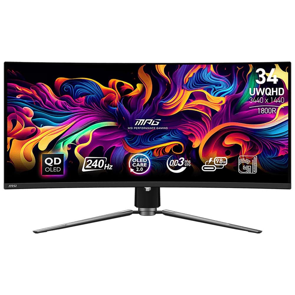 Монитор Bad Pack 34.18" MSI MPG 341CQPX QD-OLED Black (QD-OLED, 3440x1440, HDMI+HDMI+DP+Type C, 0.03 ms, USB Hub, 178°/178°, 250 cd/m, 1500000:1, 240Hz, Curved 1800R)