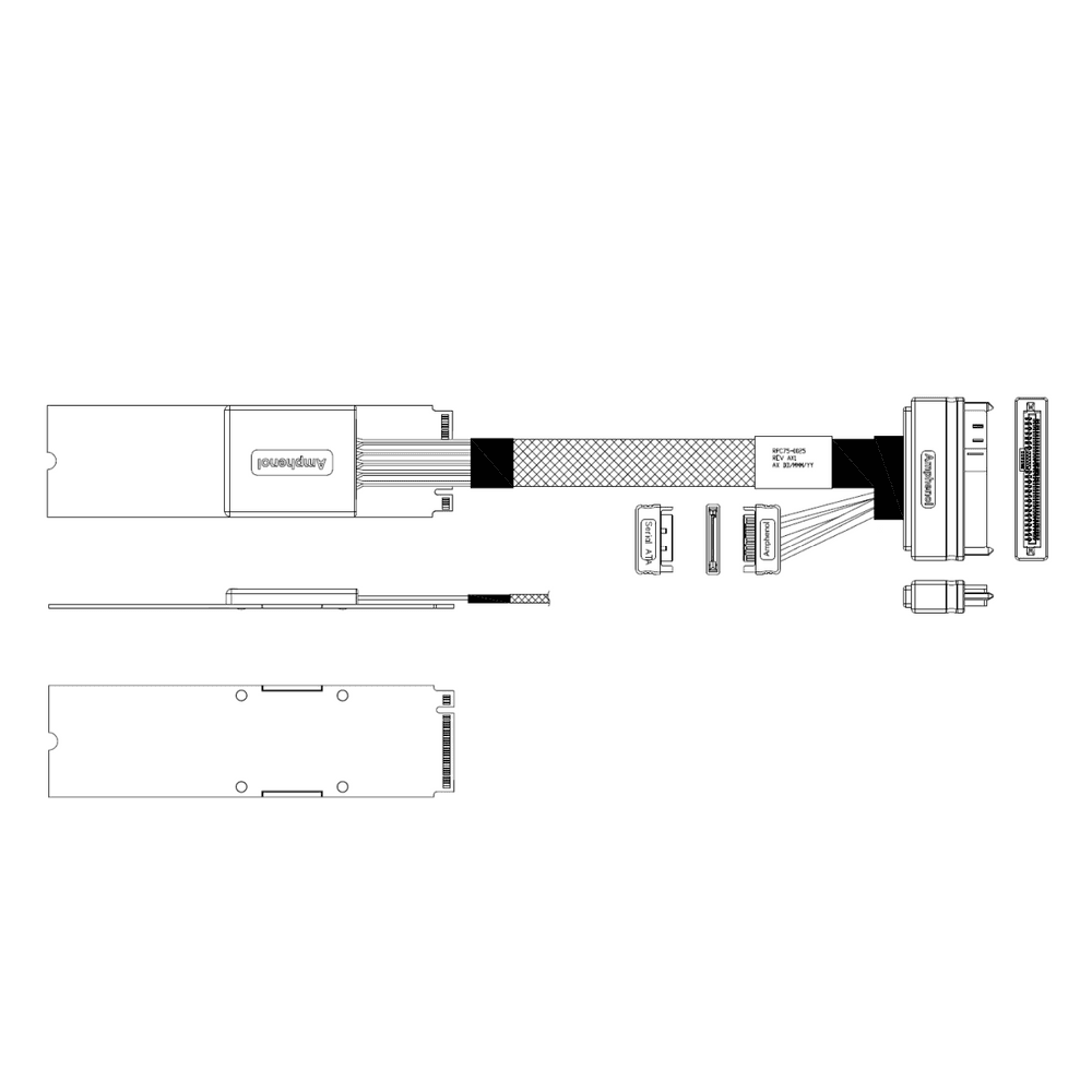 Кабель Amphenol RPC75-0056 Cable M.2 (75pin) -TO- U.2 SFF8639 , 100 Ohm, PCIe Gen3, L:75cm
