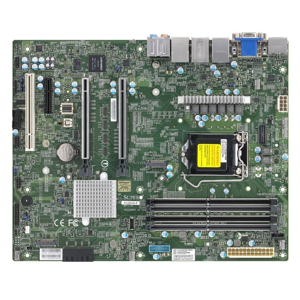 Материнская плата SuperMicro MBD-X12SCA-F-B W-1200 CPU, 4 DIMM slots, Intel W480 controller for 4 SATA3 (6 Gbps) ports, RAID 0,1,5,10, 1 PCI-E 3.0 x4, 2 PCI-E 3.0 x16 slots, bulk (414437)