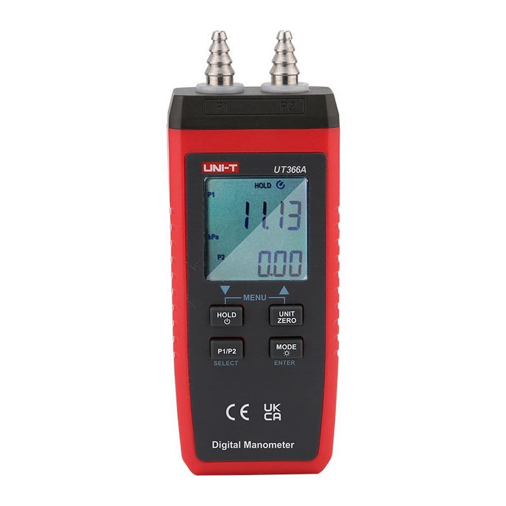 Цифровой манометр UNI-T UT366A Измерение давления кПа, мбар, бар, фунт/кв.дюйм, мм рт.ст., дюйм вод. ст., дюйм ртутного столба, озин2, кгсм2, фут вод. Авто-выключение; Тип ЖК-дисплея: FSTN