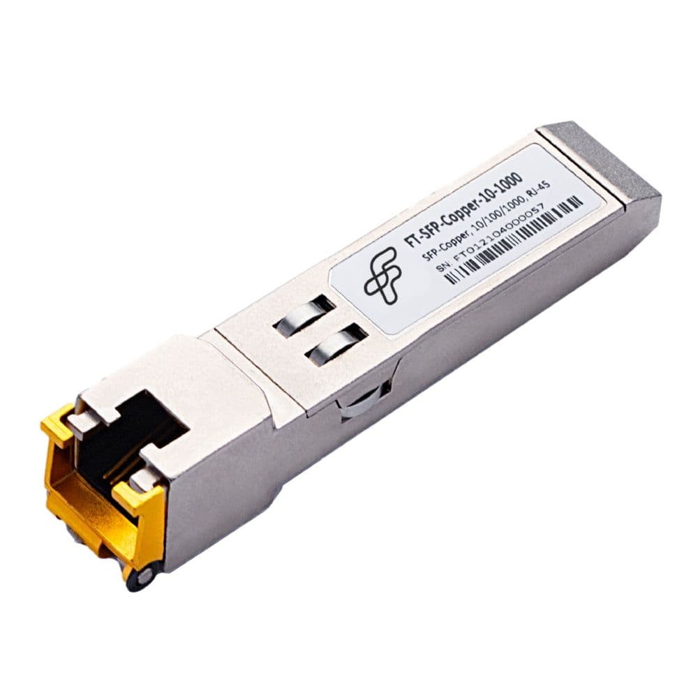 Волоконно-оптический приемопередатчик Fibertrade FT-SFP-Copper-10-1000 Трансивер 1G, SFP, RJ45/CU, 100m, Сделано в России (Реестр Минпромторга), (прошивка Mellanox) OEM (аналог ABCU-5730RZ)