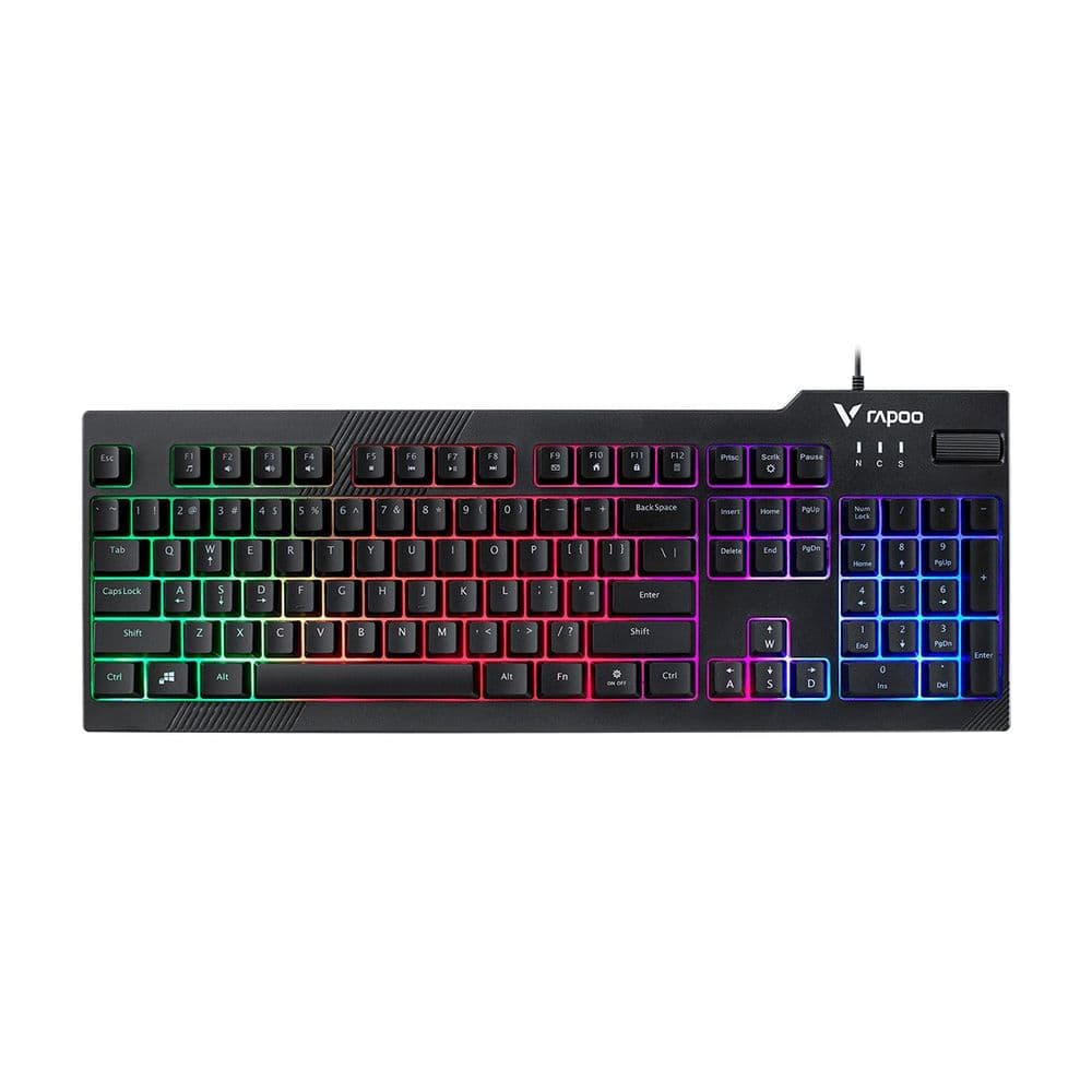 V50S - Клавиатура, Rapoo, V50S, Игровая, USB, Кол-во стандартных клавиш 104, Длина кабеля 1,8 метра, Анг/Рус/Каз, LED, 440*163*40, Чёрный