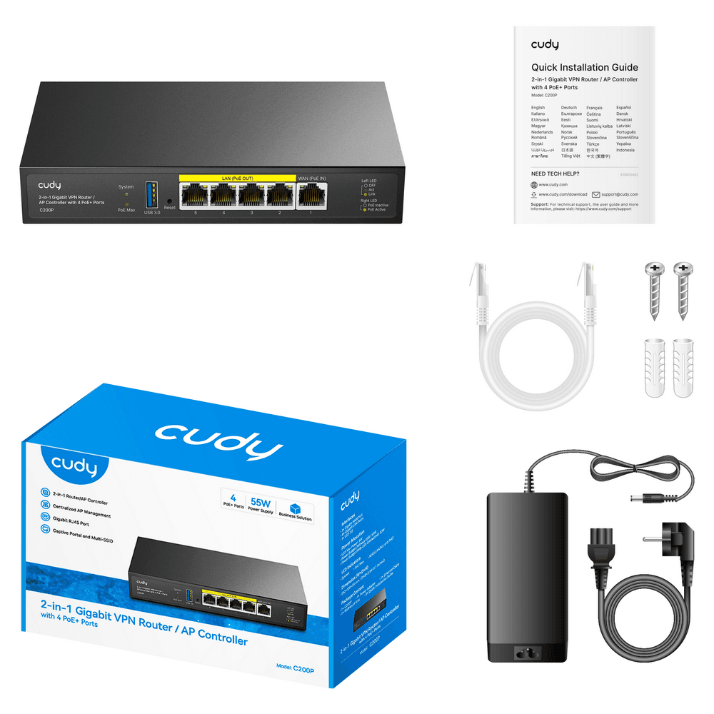 Маршрутизатор/ 2-IN-1 Gigabit VPN Router / AP Controller with 4 PoE+ Ports