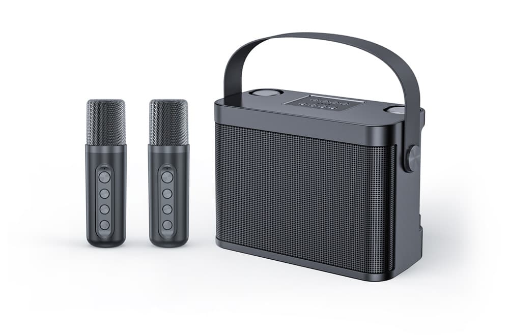Переносная караоке система TRS2404 iconBIT K802B Колонка 10Вт, 2 микрофона Bluetooth, аккумулятор в колонке 3000mAh и микрофонах, 22.3*9.6*15.7CM/16*10*20.2CM, черный