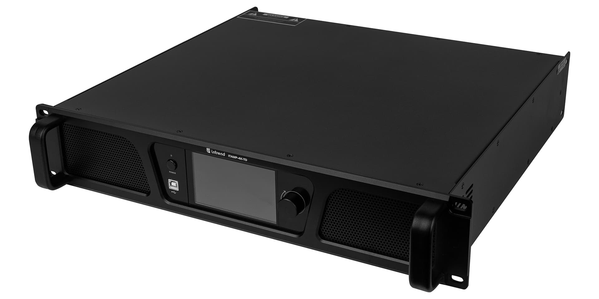 Усилитель INTREND ITAMP-4K-TD четырехканальный, 4x1000W/8Ом, 4x1600W/4Ом, 2x3200/100V, 4x600/70V, поддержка Dante, встроенный DSP