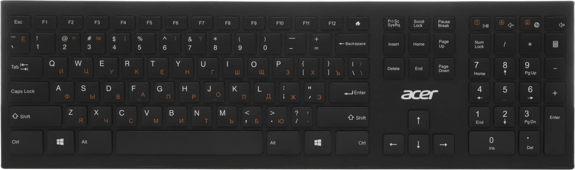 Клавиатура Acer OKR010 черный USB беспроводная slim Multimedia (ZL.KBDEE.003)