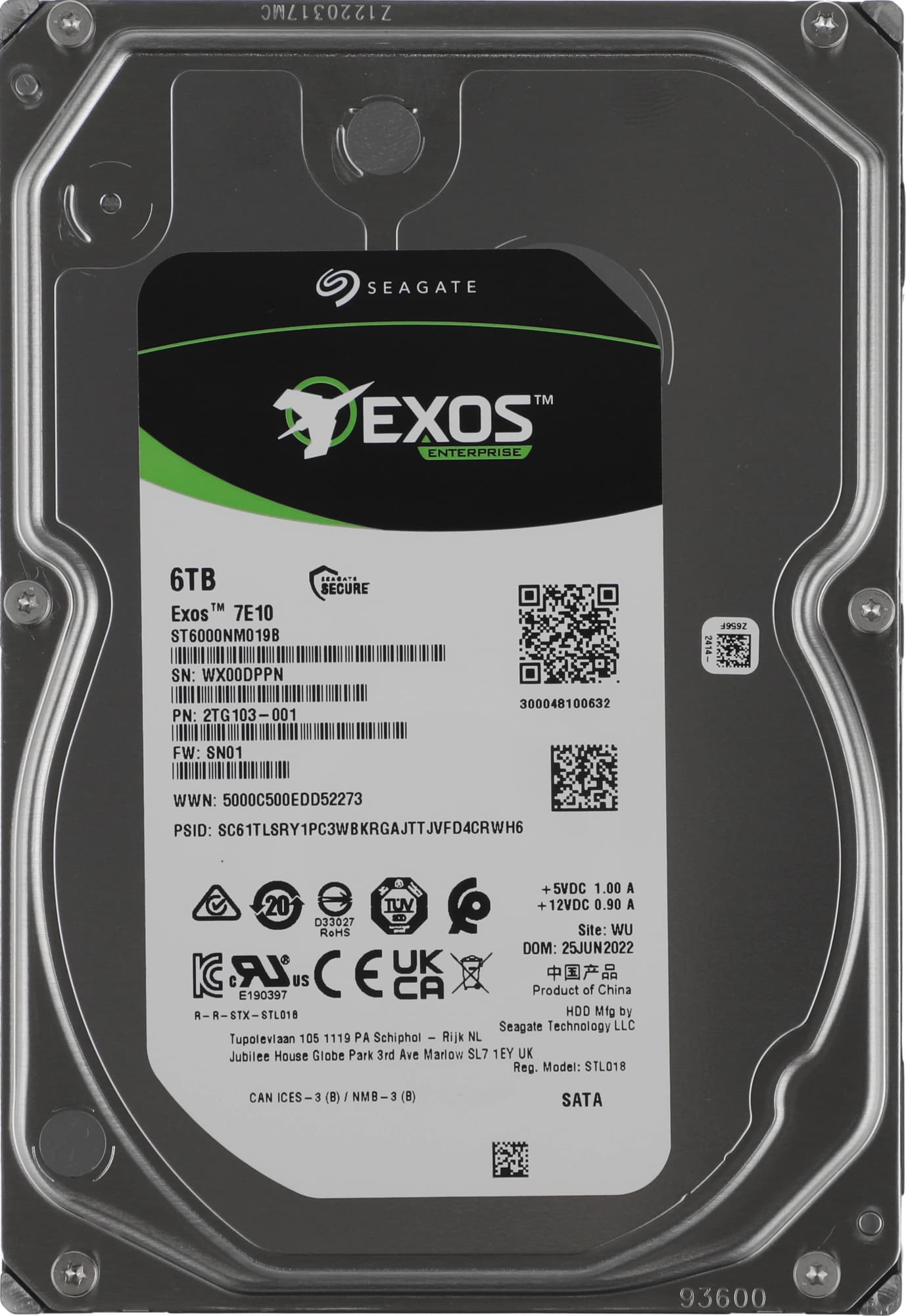 Жёсткий диск 6TB SATA-III Seagate Exos 7E10 (ST6000NM019B)
