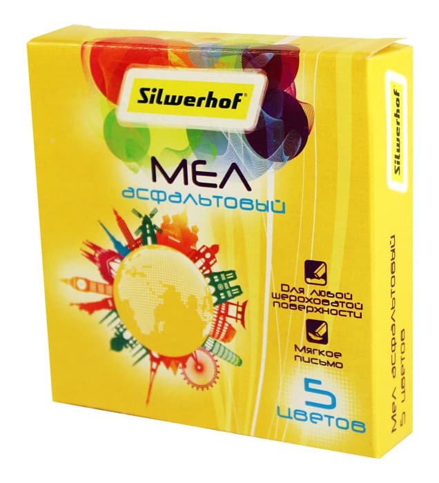 Мел цветной асфальтовый Silwerhof 882087-05 Солнечная коллекция 5цв. картон.кор.