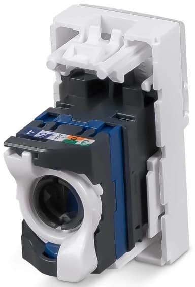 Вставка Cabeus KJ-RJ45-CAT.6-180T-FP-L-22,5 установочная Keystone 1xRJ45 ABS пластик белый