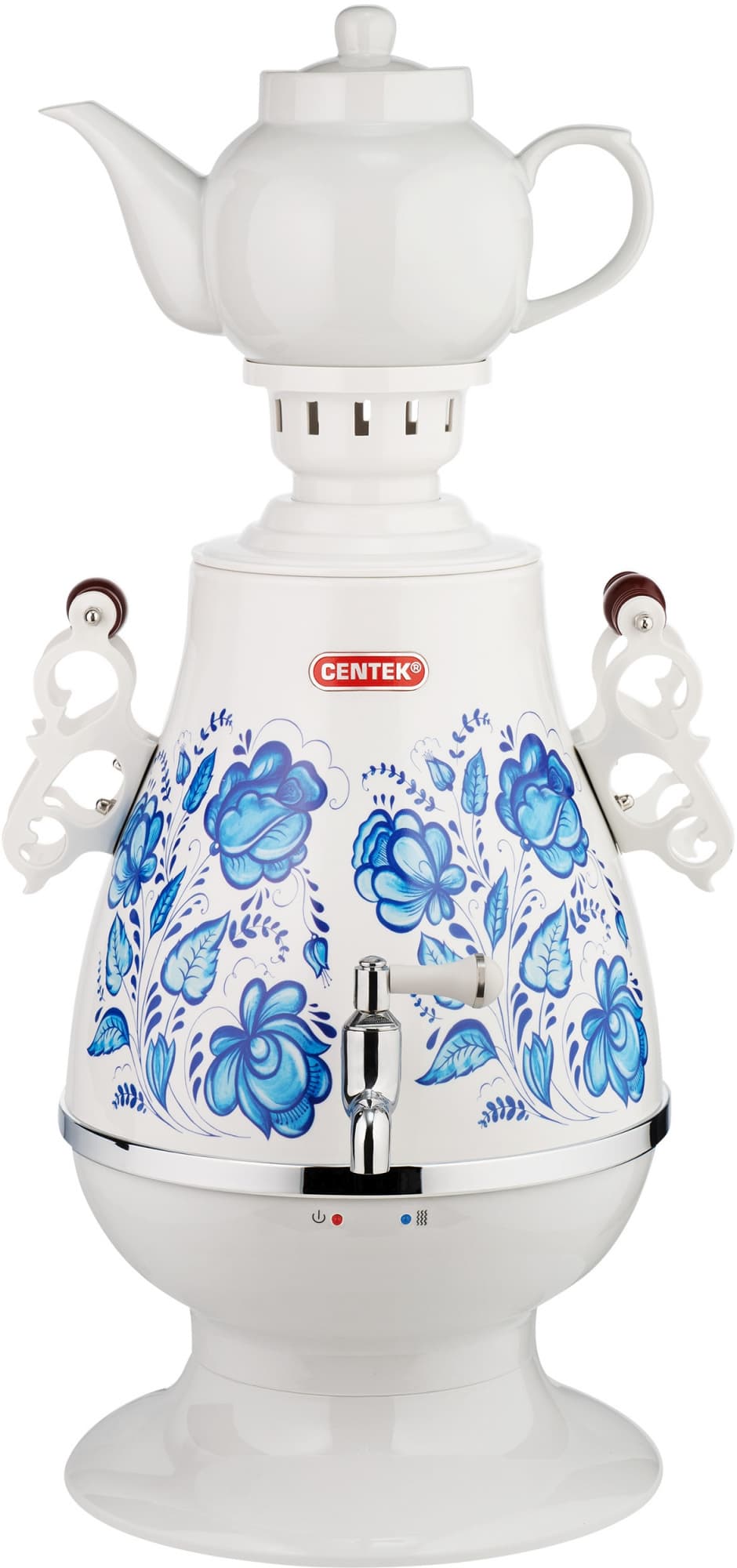 Самовар электрический Centek CT-0091 4л. 2100Вт белый/синий корпус: пластик (CT-0091 A)