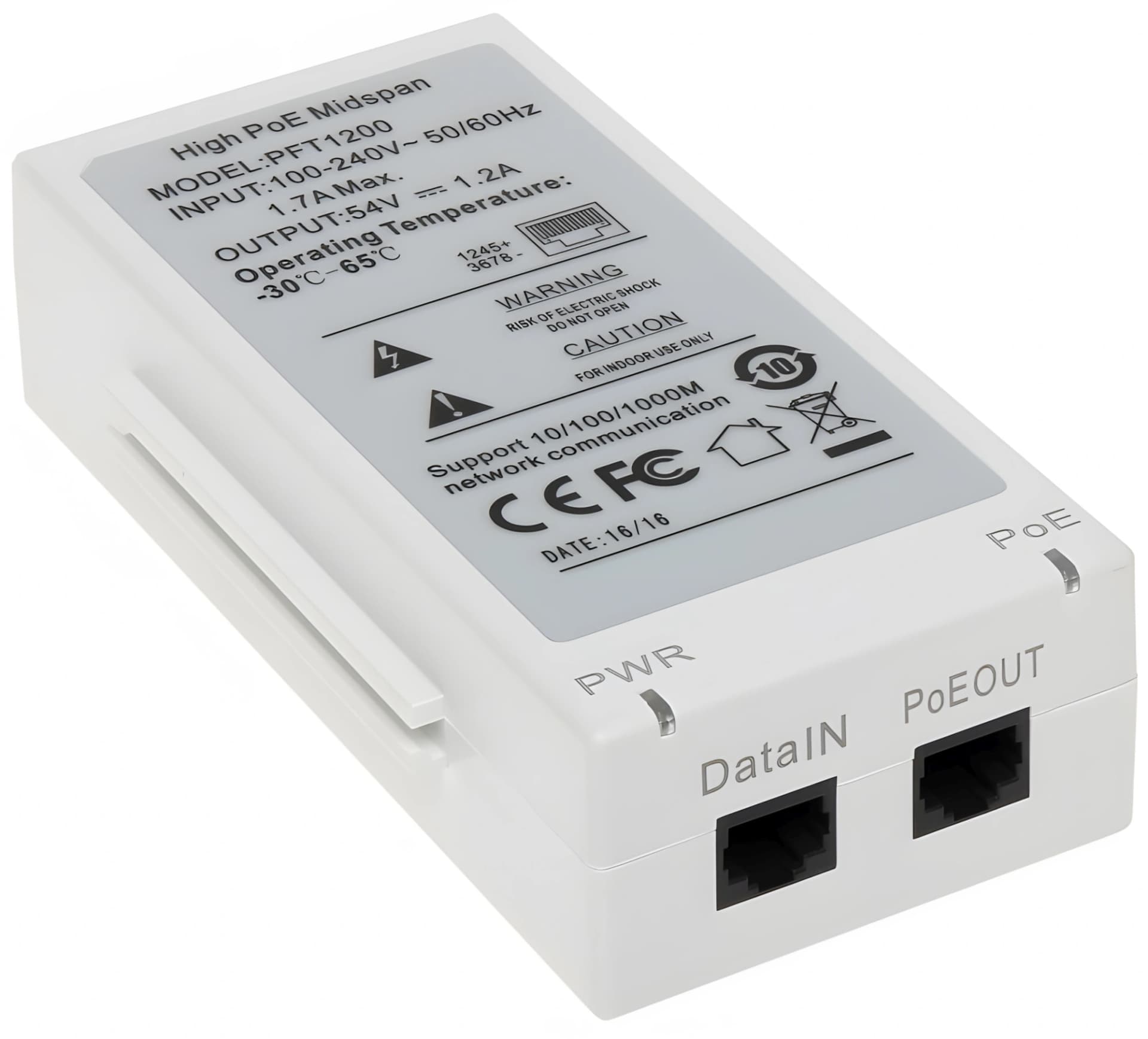 Инжектор POE Dahua DH-PFT1200 (упак.:1шт)