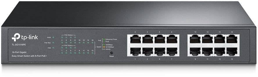 Коммутатор TP-Link <TL-SG1016PE> управляемый (8UTP 1000Mbps + 8UTP 1000Mbps PoE+)