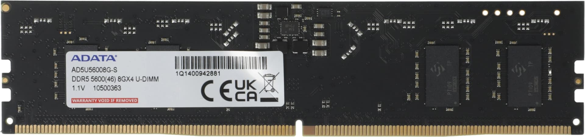 Память DDR5 8GB 5600MHz A-Data AD5U56008G-S RTL PC5-44800 CL46 DIMM 288-pin 1.1В single rank Ret