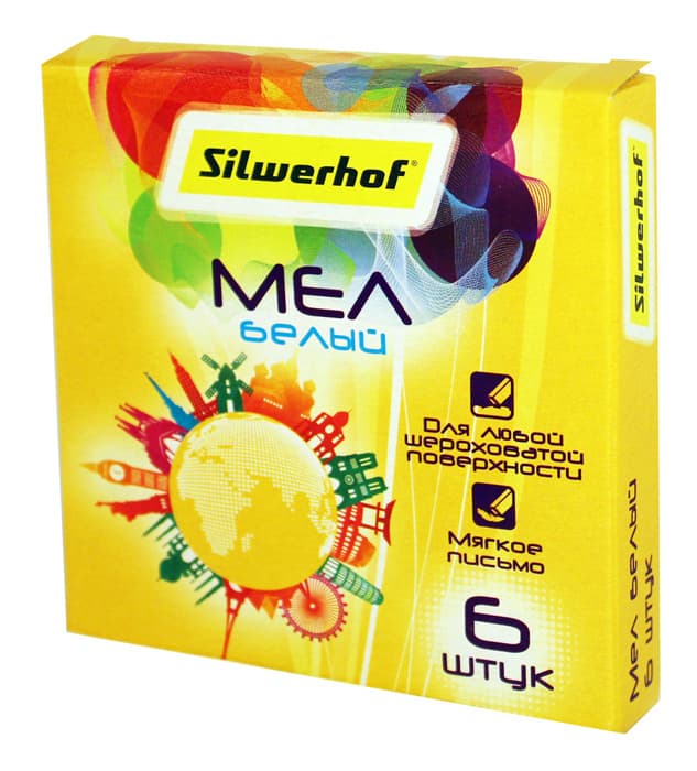 Мел белый Silwerhof 882085-06 Солнечная коллекция (6шт) картонная коробка