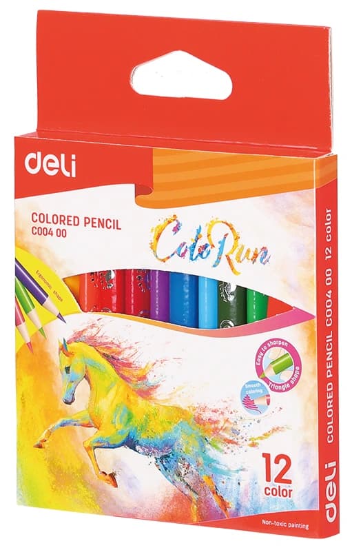 Карандаши цв. Deli EC00400 ColoRun трехгран. тополь 12цв. коробка/европод.
