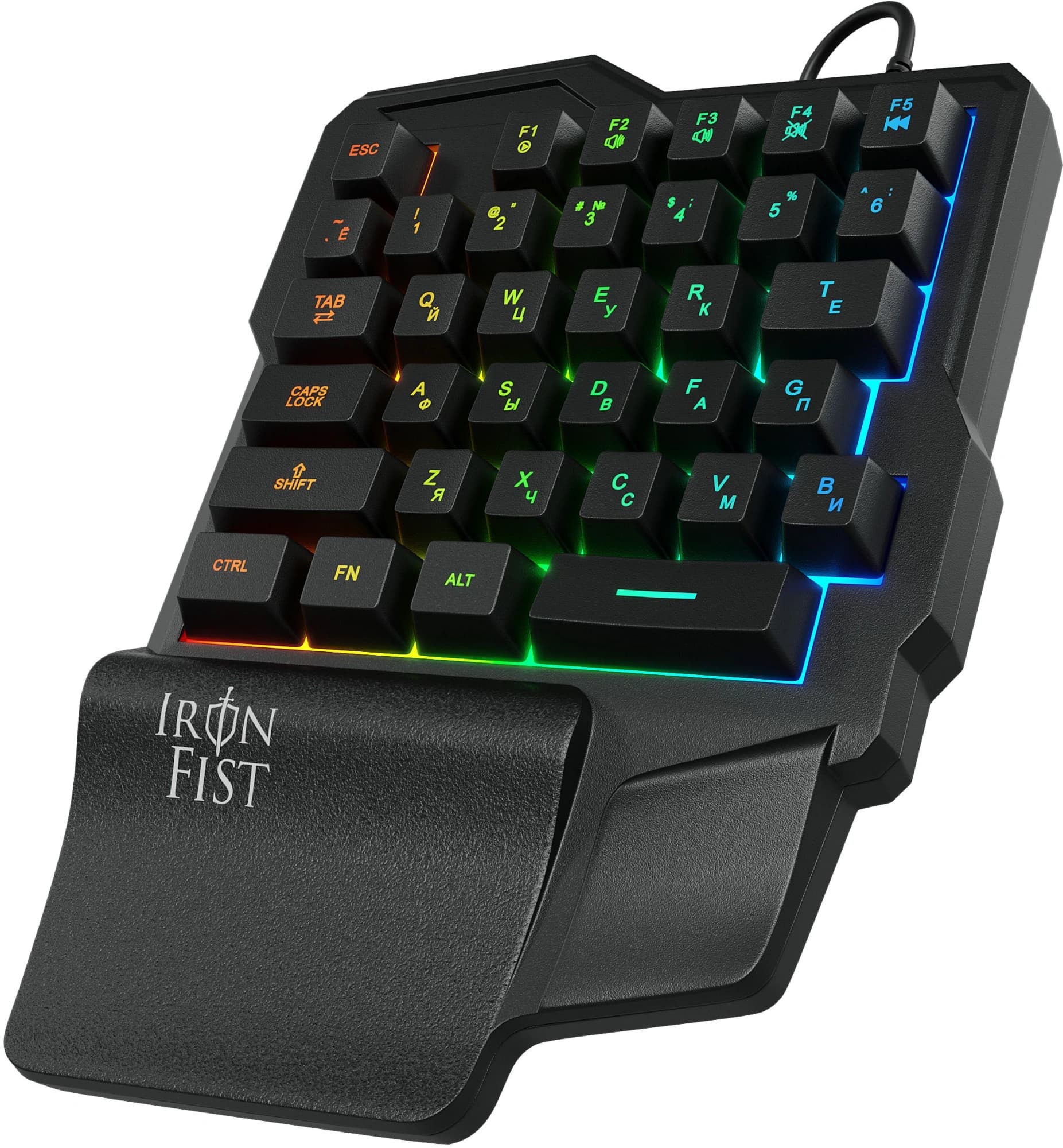Игровой блок Оклик 701G IRON FIST черный USB for gamer LED (подставка для запястий) (1196590) кабель 1.8м