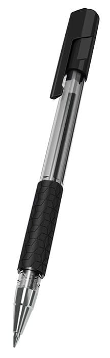 Ручка шариковая Deli Arrow EQ01620 прозрачный/черный, d=0.7мм, черные чернила, резиновая манжета