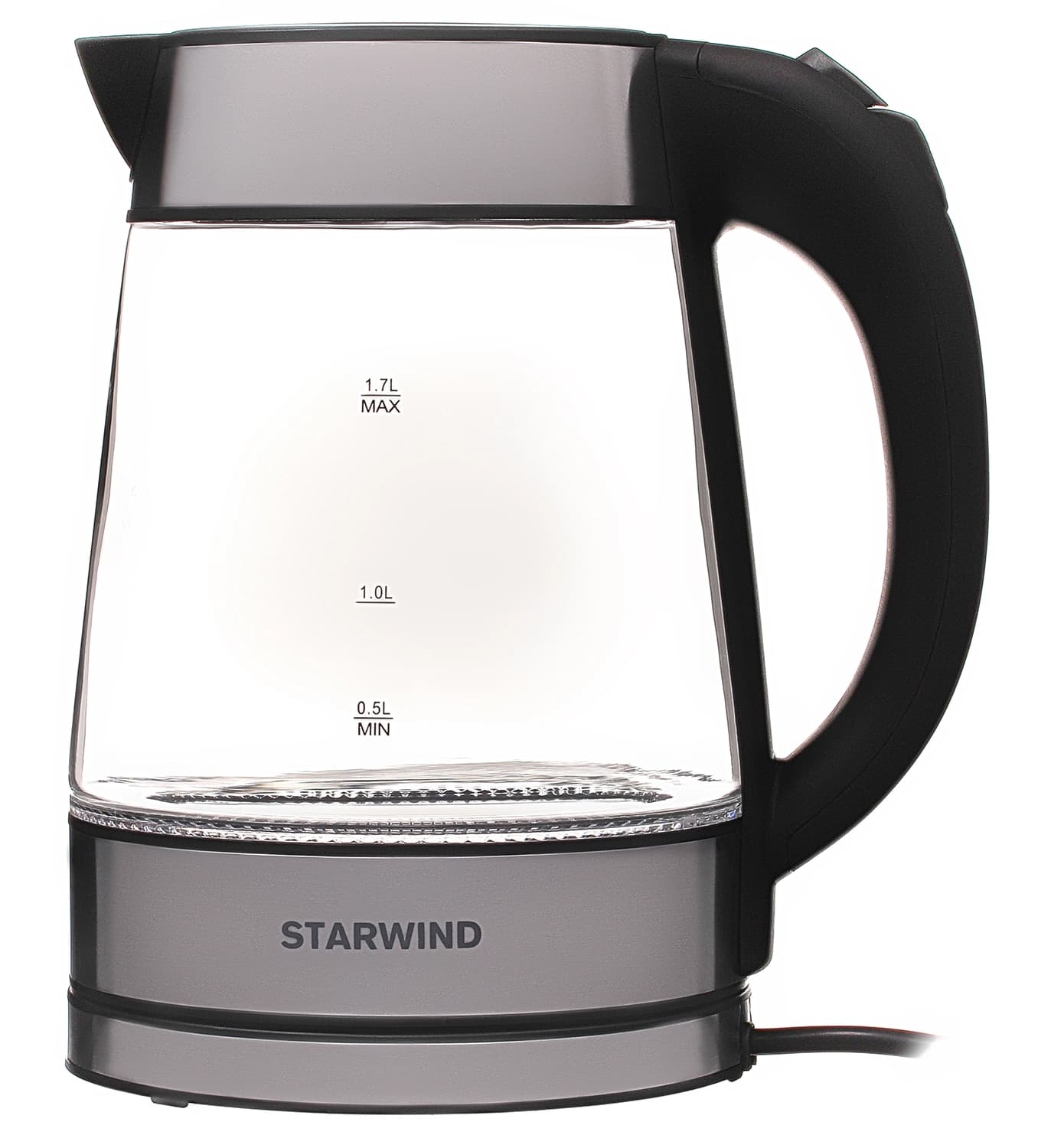 Чайник электрический Starwind SKG3311 1.7л. 2200Вт черный/серебристый корпус: стекло/металл/пластик