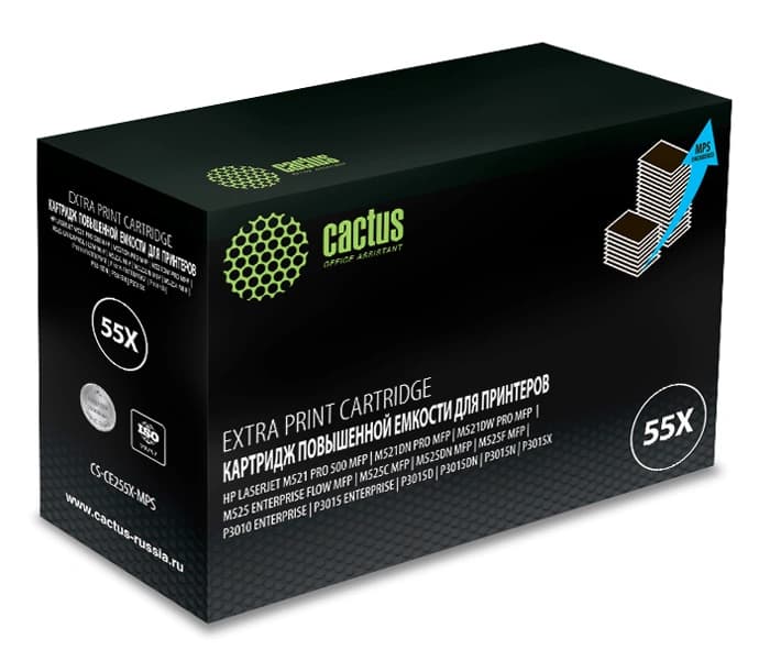 Картридж Cactus CS-CE255X-MPS черный (15000стр.) для HP LJ P3015