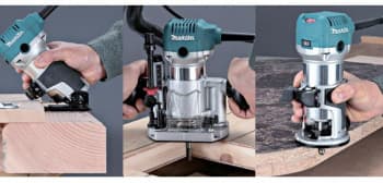 Фрезеры Makita RT0700CX2 Фрезер кромочный,710Вт,10000-30000об\м,цанга-6-8мм,1.8кг,сум,прям направляющая,погруж и накл подошвы