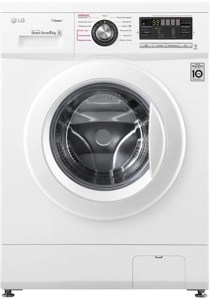 Стиральная машина LG F1296NDS0 класс: A загр.фронтальная макс.:6кг белый инвертор